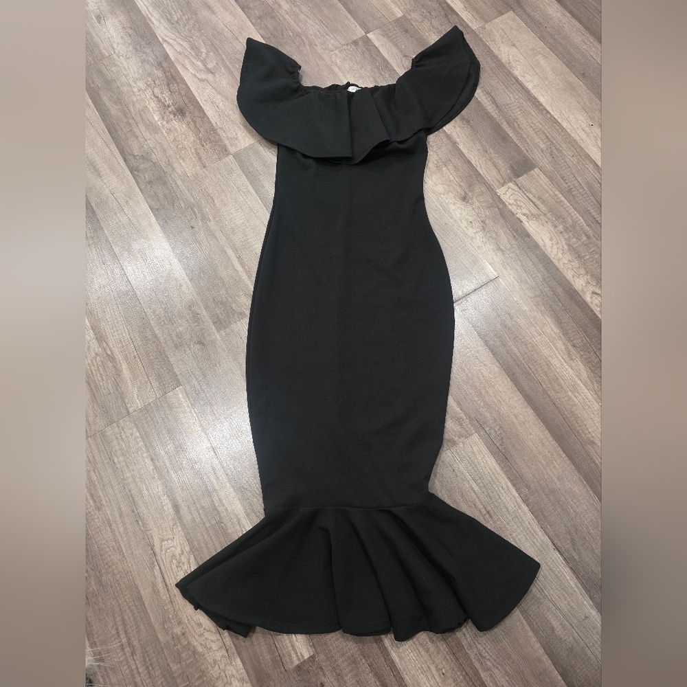 Shop17 Mermaid Dress Flutter Ruffle Whimsigoth Goth Stretch Morticia Addams Y2k - Picture 6 of 12